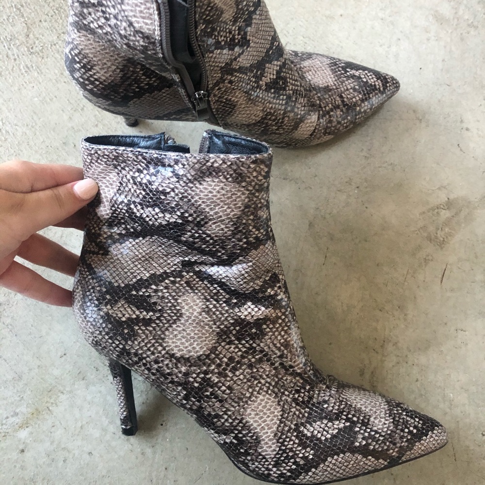Snakeskin booties
